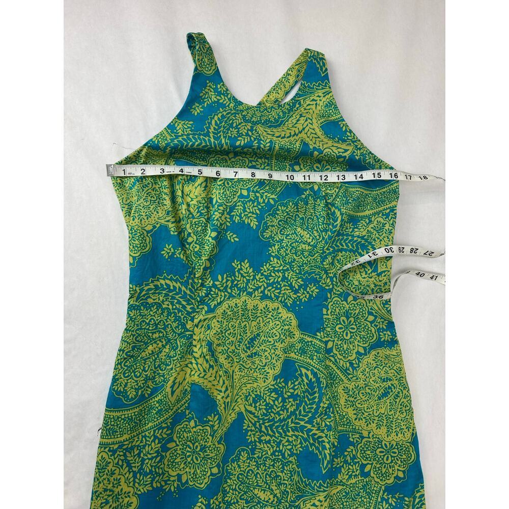 Open Back Dress Boho Details Floral Print Cottage Blue Yellow Twee Size 6 - Picture 3 of 11